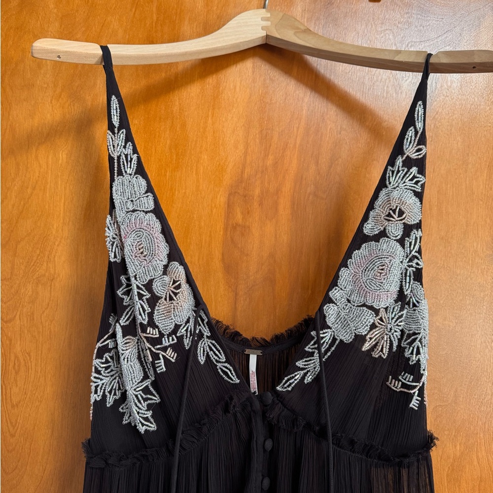 Free People Black Floral Embroidered Maxi Dress - Picture 2 of 5